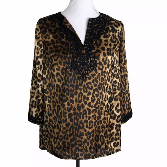Jones New York Leopard Top 3/4 Sleeves Sz. PL - Picture 1 of 10